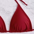 thumbnail image 5 of Yuanlook Women's 3 Piece Swimsuits Halter Neck Bikini Sets Triangle Bathing Suit with Beach Skirt Cover Up for Beach Holiday Poolside - Wine - L, 5 of 9