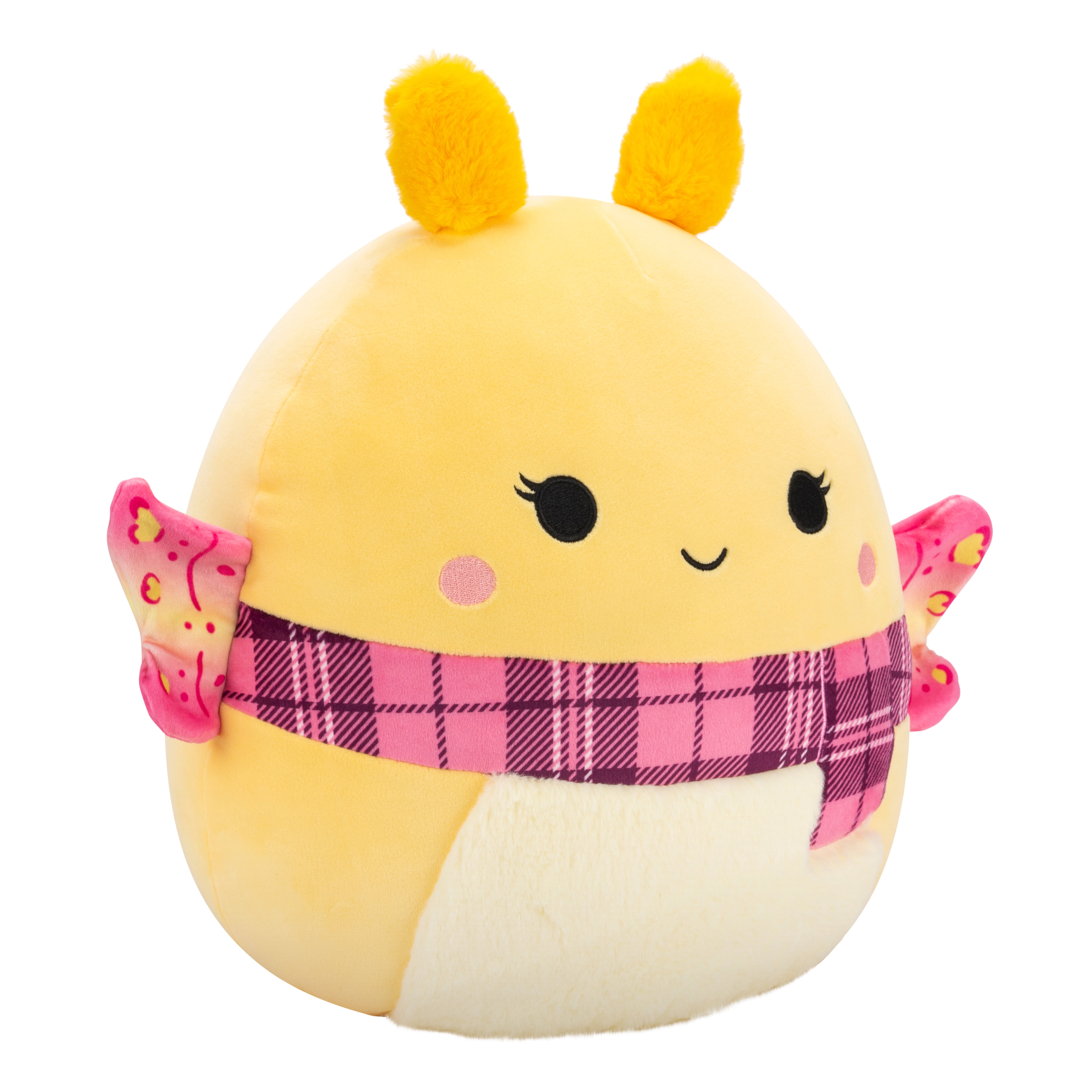 Squishmallows Original 10 inch Miry the Yellow Moth with Pink Plaid Scarf – Child's Ultra Soft Plush Toy