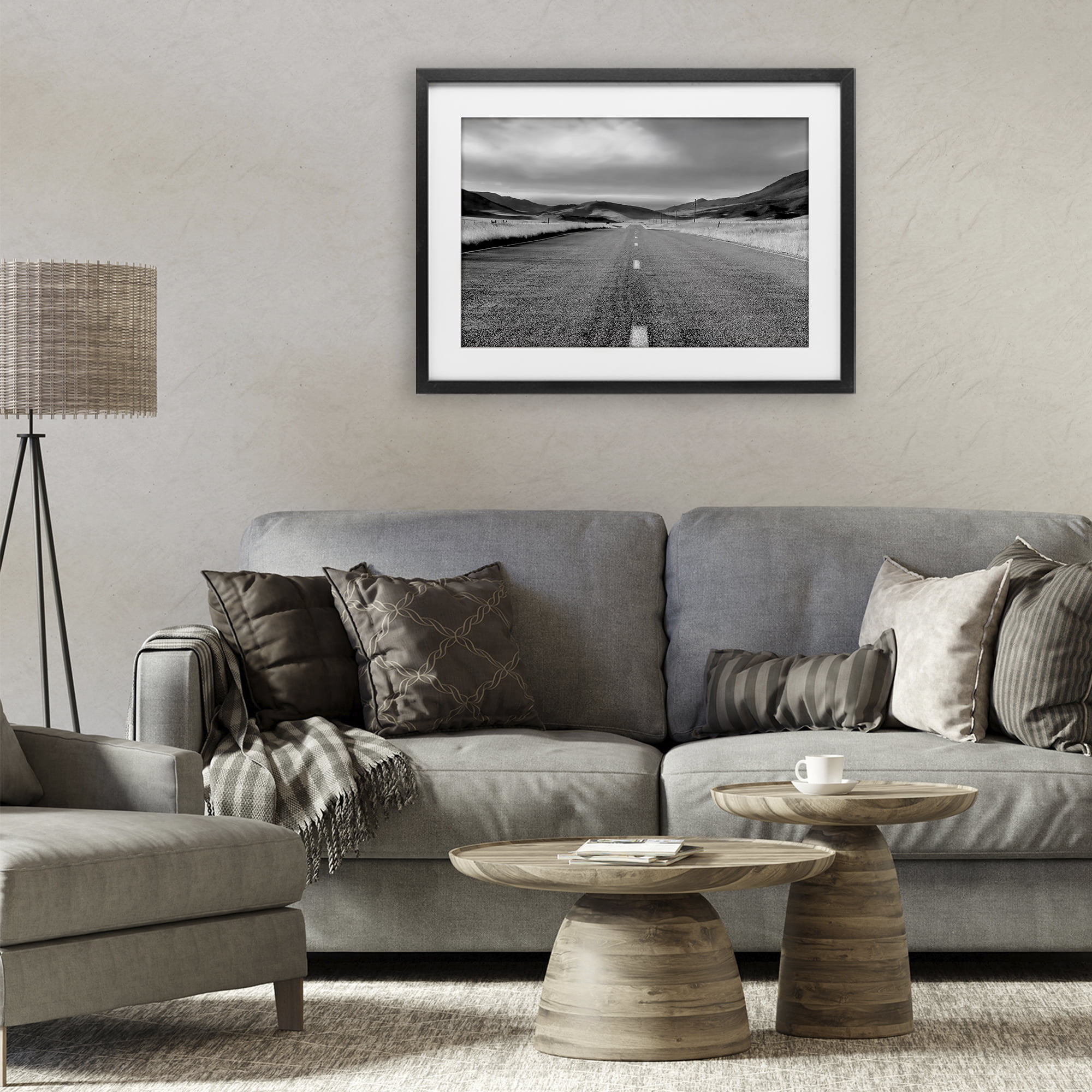Stupell Industries Open Road Through Rolling Hills Black Framed Print Under Glass, design by Steve Toole