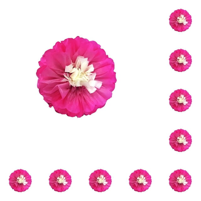 Billuyoard Decoraciones florales de flores de papel para la pared Fondo decorativo conveniente para la decoración de la fiesta de aniversario Fushcia 25cm Fucsia 25cm 10piezas Billuyoard CBP304040
