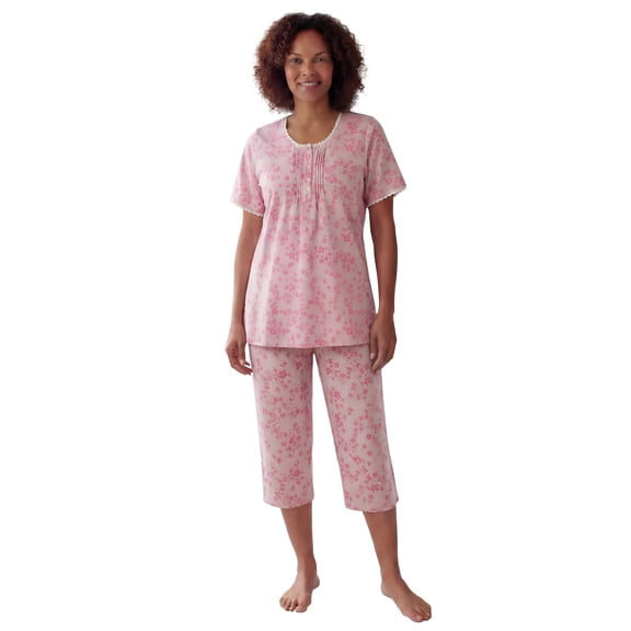 Only Necessities Plus Size 2-Piece Pintuck Tee And Capri Sleep Set