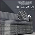 thumbnail image 3 of Outdoor Sofa | 3-Seater Wicker Patio Sofa with Side Trays, Mixed Slate Gray for Patio Deck Balcony | Rattan | Steel, 3 of 12