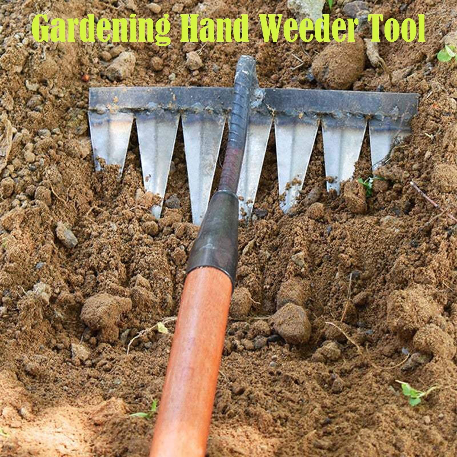 AUDeals Heavy Duty Iron Rake for Gardening and Weeding, Dethatching Lawn Tool for Backyard Soil Loosening, Available in Four Size Options for Yard Work