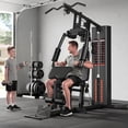 thumbnail image 3 of MITONOS Home Gym System,Workout Station with 140lbs Weight Stack,All in One Home Gym Equipment with Pulley System,Seated Row,Leg Extension for Full Body Strength Training, 3 of 12