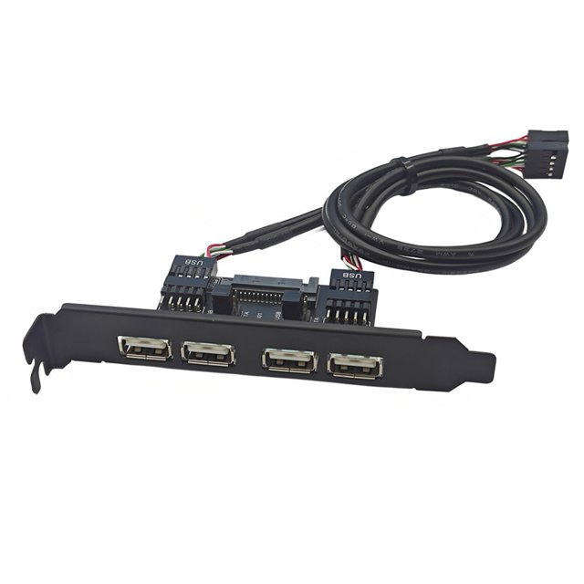 PCIE USB Expansion Card Dual 9PIN to 4-Port USB2.0 Adapter Card PC Panel Expansion for Desktop Win10/11,1 * Expansion Card,Black