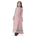 thumbnail image 3 of XAOFW Girl's Dresses Classic Solid Color Long Sleeve Crewneck Dress Dinner Party Flowy Trendy Sundress, 3 of 7