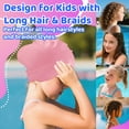 thumbnail image 2 of Vvinca Swim Cap Kids for Long Hair Braids Curly, 2 Pack Silicone Waterproof Swimming Caps for Toddler Girls Boys Age 3-8 Keep Hair Dry Pool Water Swim Hats, 2 of 8