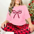 thumbnail image 5 of Womens Christmas Sweatshirts Lightweight Crewneck Ugly Sweaters Long Sleeve Loose Xmas Holiday Pullover Tops (XS, Pink-Bow), 5 of 6