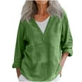 thumbnail image 3 of Blusas para mujer,Blusa sin mangas con cuello en V para mujer, top informal liso, mezcla de algodón y lino, ligera y cómoda para primavera y verano, sopatenor, 3 of 9