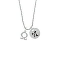 thumbnail image 2 of Delight Jewelry Silvertone Large Greek Letter - Omega - Silvertone Script Initial Disc - N - Charm Necklace, 20"+3", 2 of 4