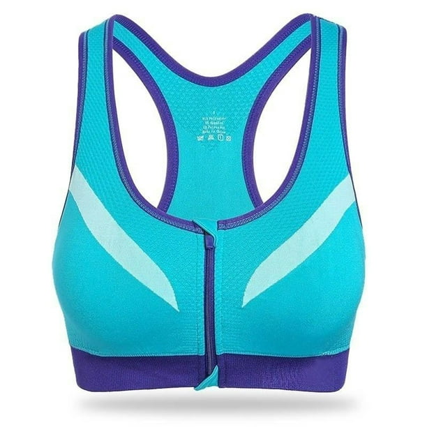 Pixnor Women's Front Zipper Closure Sports Bra Padded Push Up