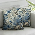 thumbnail image 2 of Wuche Navy Blue Floral Pillow Covers 18 x 18 Inch Watercolor Flower Bird Decorative Throw Pillows Outdoor Blue and White Spring Square Cushion Cover for Home Couch Sofa Bedding, Set of 2, 2 of 6