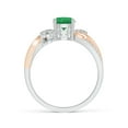 thumbnail image 2 of ANGARA Natural Emerald and Diamond Twisted Vine Engagement Ring in 14K White & Rose Gold for Women (Size-6mm) | May Birthstone, Birthday, Anniversary, Jewelry Gift for Women | Natural Emerald Ring, 2 of 10