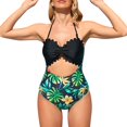 thumbnail image 2 of Gibobby Trajes de Baño para Mujer Traje de baño estampado de verano para mujer Traje de baño de moda Traje de baño Bikini de playa(Negro,CH), 2 of 4