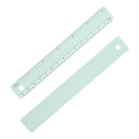 6 Inch Metal Ruler, 2Pcs Aluminum Alloy Metric Ruler with Inches and Centimeters Precision Measuring for Office Engineering Drafting Style 2, Green