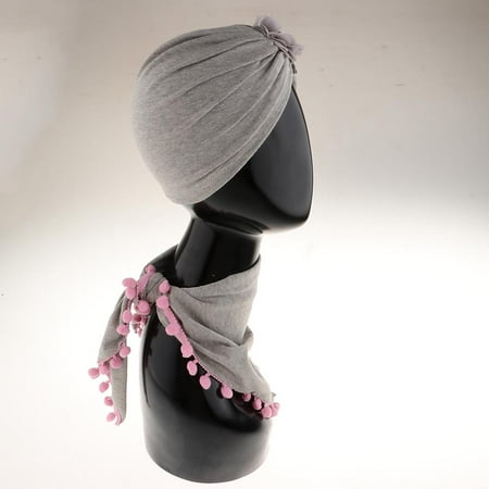 

Baby Turban Cloth Hat Baby Girl Soft Toddler Hat With Bib Grey