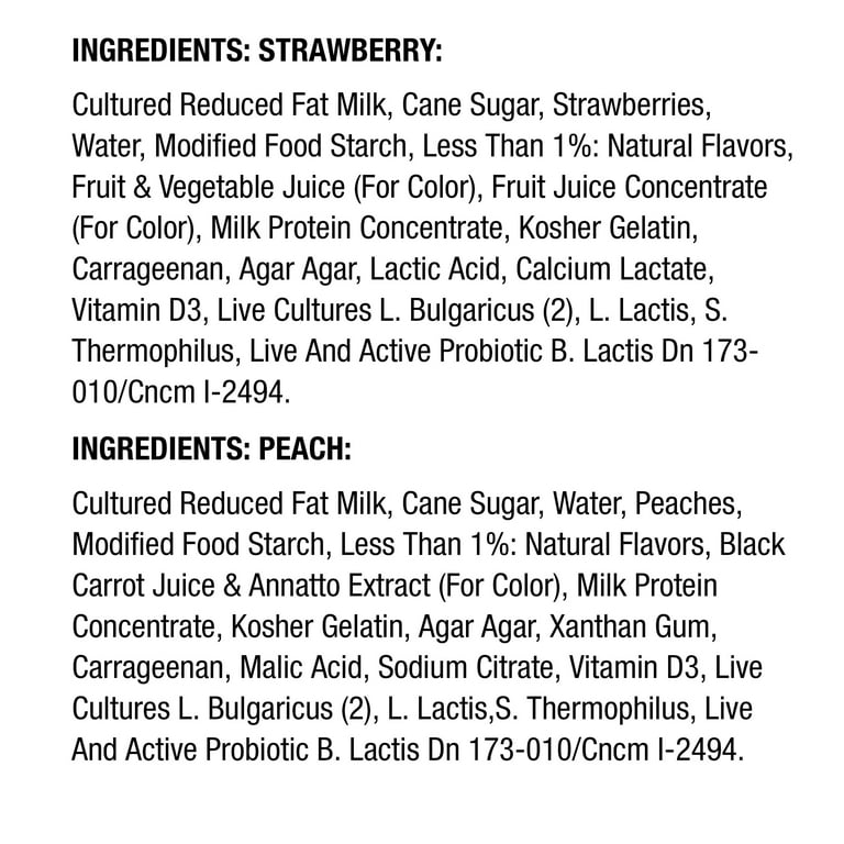 Activia Low Fat Strawberry & Peach Probiotic Yogurt Cups - 12 ct