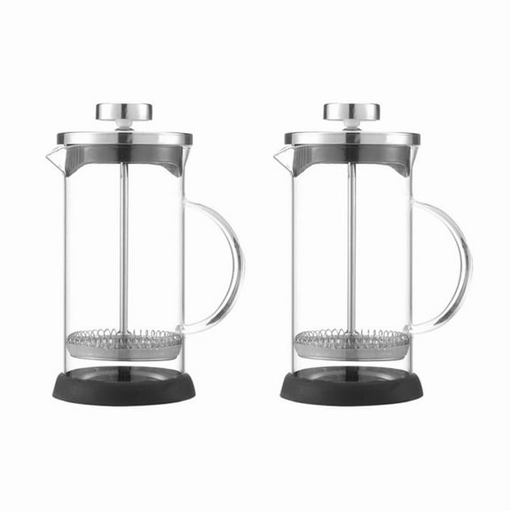 2X French Press Coffee Pots Stainless Steel Glass Coffee Maker Multifunctional Hand Punch Pot Coffee Accessories 350ml,2 x French pressing pot