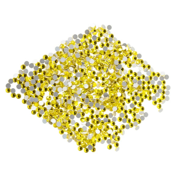 FUEENIRVA 2880Pcs Glass Rhinestones Yellow Flatback Nail Gems for Acrylic Nail Art