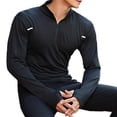 thumbnail image 2 of Chemises à Manches Longues pour Hommes Protection Solaire Randonnée 1/4 Zip (Noir), 2 of 6