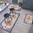 thumbnail image 5 of Boho Kitchen Rugs Sets 3 Piece with Runner Floral Kitchen Floor Mat Carpet Farmhouse Kitchen Rugs and Mats Non Skid Washable Runner Rug for Kitchen Floor Office Sink Laundry, Orange&Purple, 5 of 5