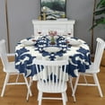 thumbnail image 2 of Blue and White Pioneer Flower Round Tablecloth 60" X 60",Wrinkle Wipeable Table Cloth for Kitchen Dining Room Picnic Patio Party, 2 of 6