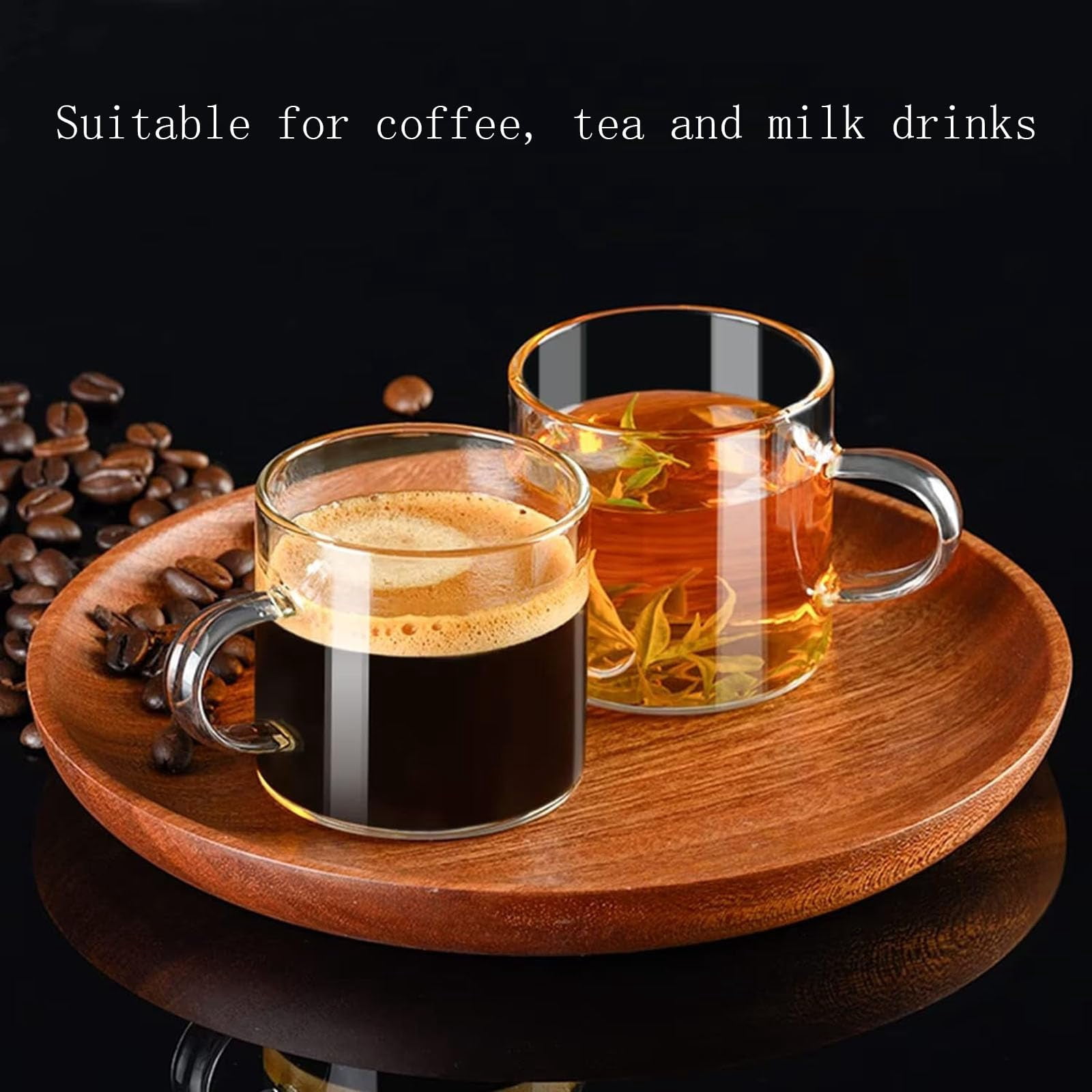 Espresso Cups Set of 8, Espresso Shot Glasses Mugs Small Tea Cups 4.5oz, Clear Glass with Handles for Cappuccino Coffee Tea