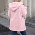thumbnail image 2 of Tusihei Women's Collared Hooded Long Sleeve Fuzzy Coat Warm Button Down Cardigan Outerwear Casual Fall Winter Solid Sweater Jacket, Pink M, 2 of 9