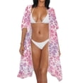 thumbnail image 2 of Xoenoiee Pink Leopard Print Bathing Suit Cover Up for Women Chiffon Beach Coverup Sheer Summer Kimono Cardigan Swimsuit for Hawaiian Beach, 2 of 7