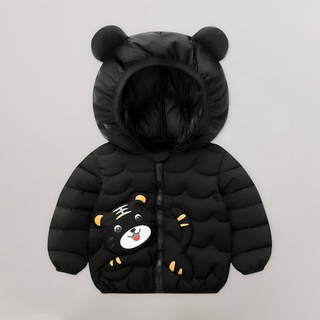 

TUOBARR Cute Baby Girls Jacket Kids Boys Light Down Coats With Ear Hoodie Spring Girl Clothes Infant Children s Clothing For Boys Coat Black (1-5Years)