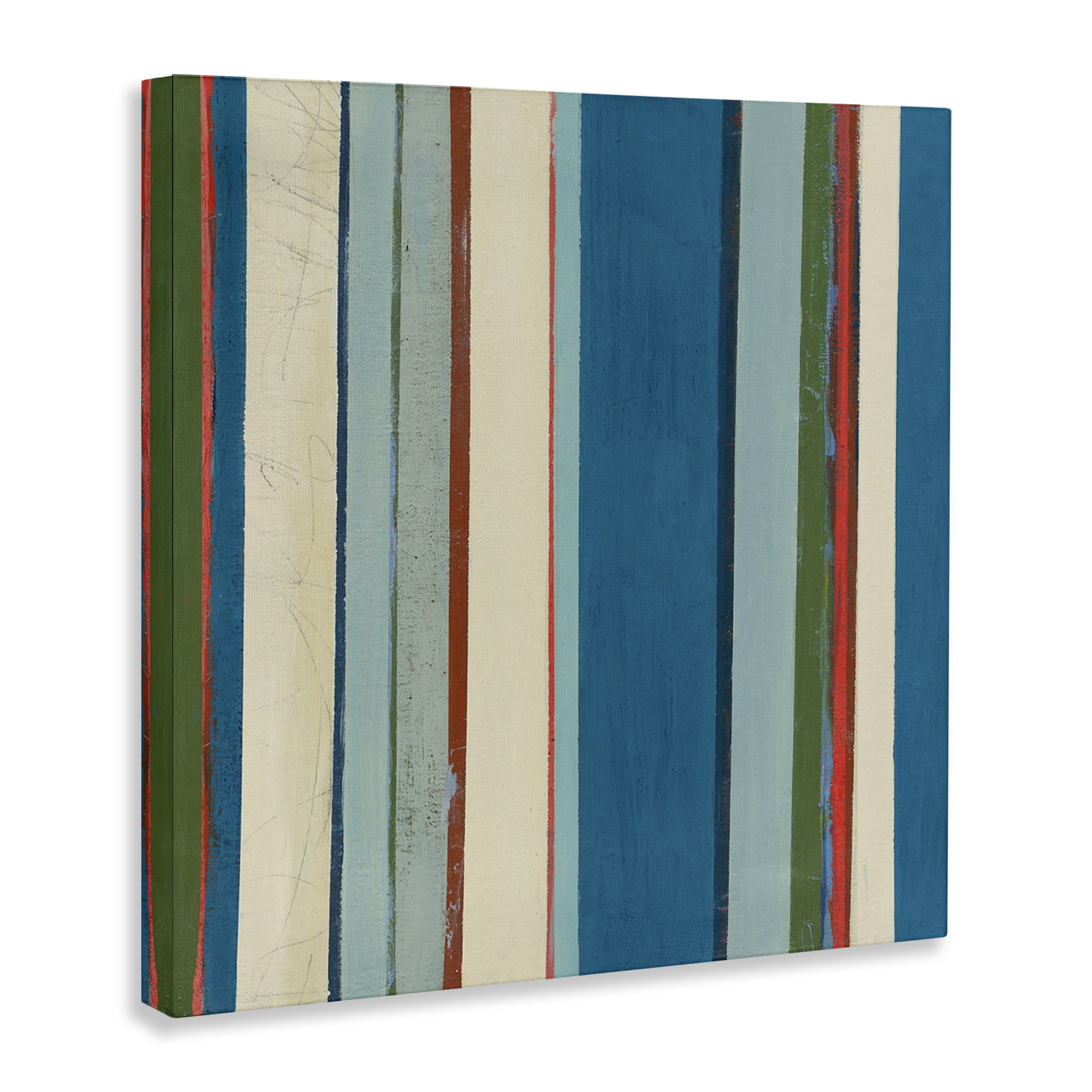 Stupell Industries Asymmetrical Blue Stripes Abstract Painting Gallery Wrapped Canvas Art Print Wall Art, 36 x 36