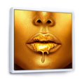 thumbnail image 2 of Designart Gold Paint Drips From Sexy Woman Lips FLOAT FRAME WALL ART, 2 of 4