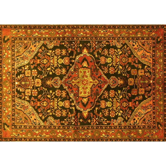 Ahgly Company Indoor Rectangle Persian Yellow Traditional Area Rugs, 5' x 7'