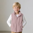 thumbnail image 2 of Otqutp Boys Girls Plain Fleece Vest Teen Kids Zip Up Mock Neck Sleeveless Thermal Fall Winter Outerwear Warm Jacket Waistcoat, 2 of 5