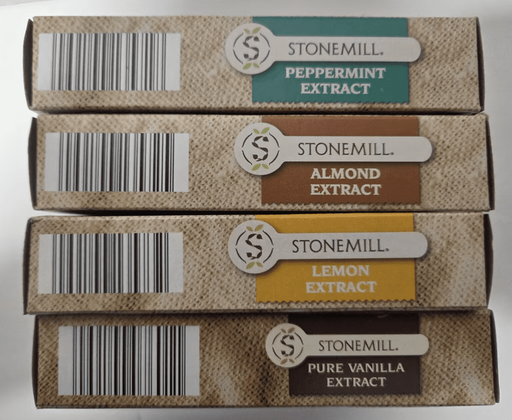 Stonemill Extract Lemon, Almond, Peppermint & Pure Vanilla 2fl oz 59ml (4 Bottles)