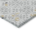 thumbnail image 4 of 5' X 8' Silver Gray And Gold Floral Washable Indoor Outdoor Area Rug, 4 of 5