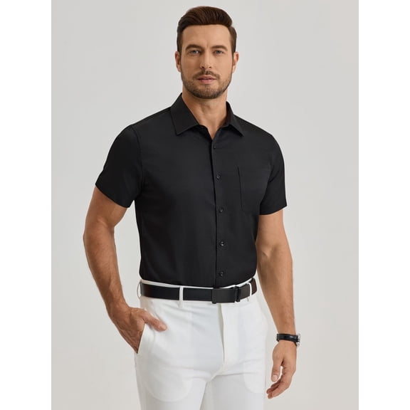 sogami Short Sleeve Dress Shirts for Men Stretch Casual Button Down Shirt