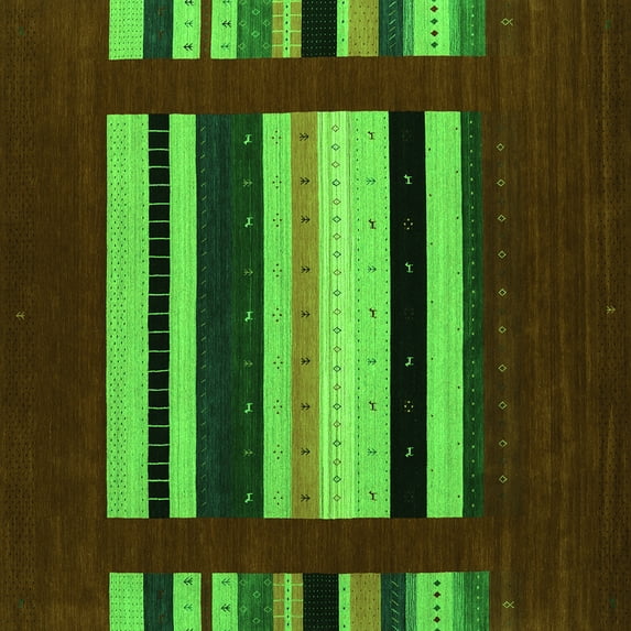 Ahgly Company Indoor Square Abstract Green Contemporary Area Rugs, 5' Square