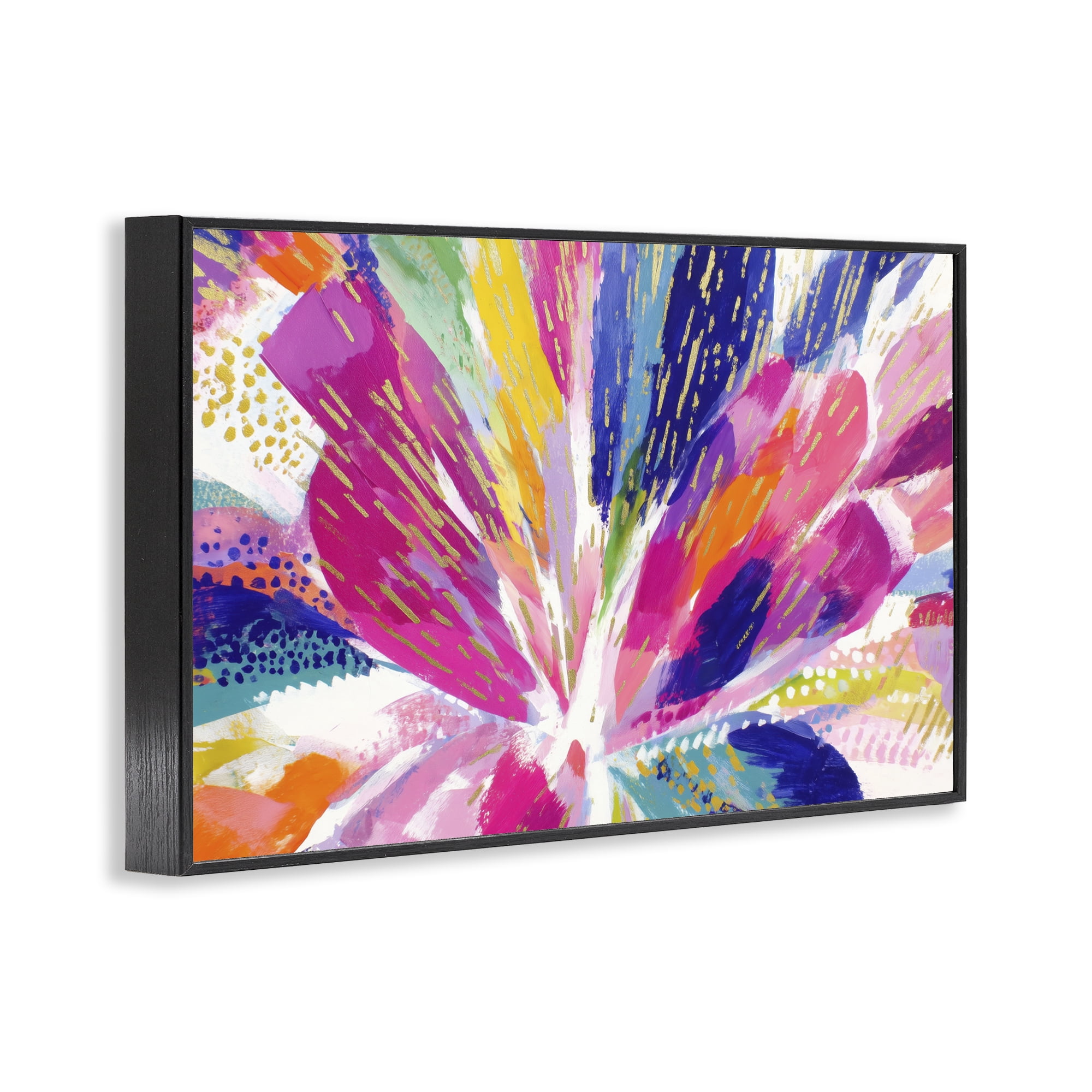 Stupell Industries Flower Burst in Vibrant Tones Black Framed Giclee Art, design by Chromatic Storm Studio