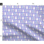 Angle View: Happy Easter Bunny Pastel Purple Rabbit Bunnies Spoonflower Fabric by the Yard