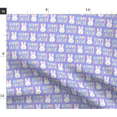 Happy Easter Bunny Pastel Purple Rabbit Bunnies Spoonflower Fabric by the Yard