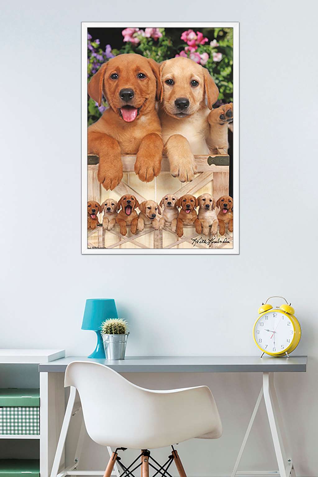 Keith Kimberlin - Puppies - Labs Wall Poster, 22.375" x 34", Framed