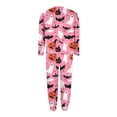 thumbnail image 4 of Halloween Plus Size Women's Pajama Set Pumpkin Ghost Bat Print Long Sleeve Crew Top Elastic Cuff Jogger Pants Soft Breathable Festive Night Loungewear, Ladies Pajamas Sets Pink a XL, 4 of 6