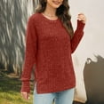 thumbnail image 5 of Gfyviroh Women's Knit Shirts Ribbed Solid Color Tunic Pullover Tops Trendy Long Sleeve Crewneck Casual Loose Tops, 5 of 6