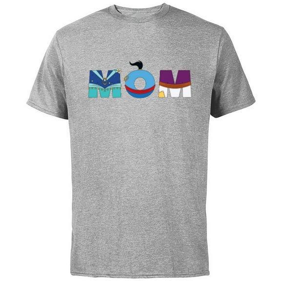 Disney Aladdin Jasmine Genie Mother’s Day Birthday Mom - Short Sleeve Cotton T-Shirt for Adults - Customized-Athletic Heather