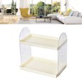 thumbnail image 4 of Double Layer Storage Rack, Unique Texture, Transparent Design, Excellent PP, 2 Tier Organizer for Cosmetics, Stationery, and More with Sliding Wood Storage Drawer, Black, 4 of 7