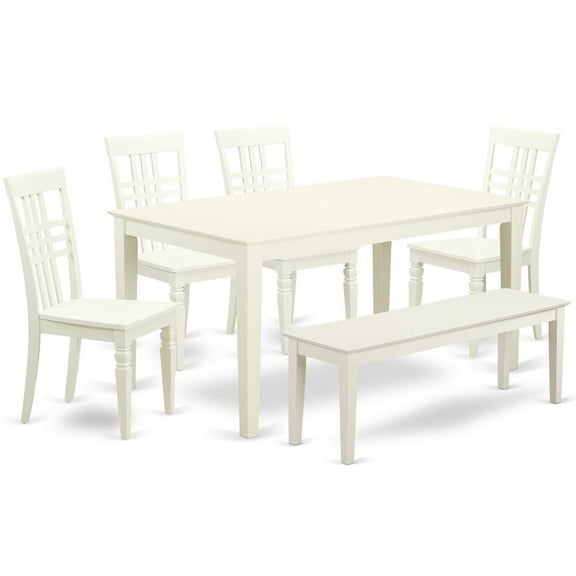 East West Furniture Dining Room Set Linen White, CALG6-LWH-W