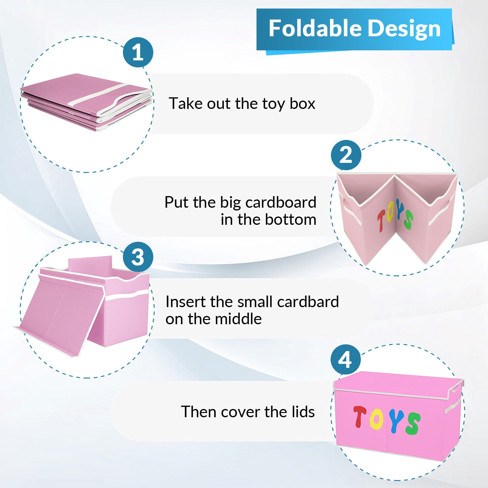 VICTORICH Extra Large Child Collapsible Toy Storage Fabric 32 gal Kids Room Toy Chest, Pink