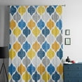 thumbnail image 5 of Yellow Blue Morocco Pattern Semi Sheer Curtains Drapes for Living Room, Bedroom, French Doors Window 54 Inches Long, Modern Moroccan Geometric Rod Pocket Chiffon Curtain Drapery Voile Drape Panel, 5 of 6