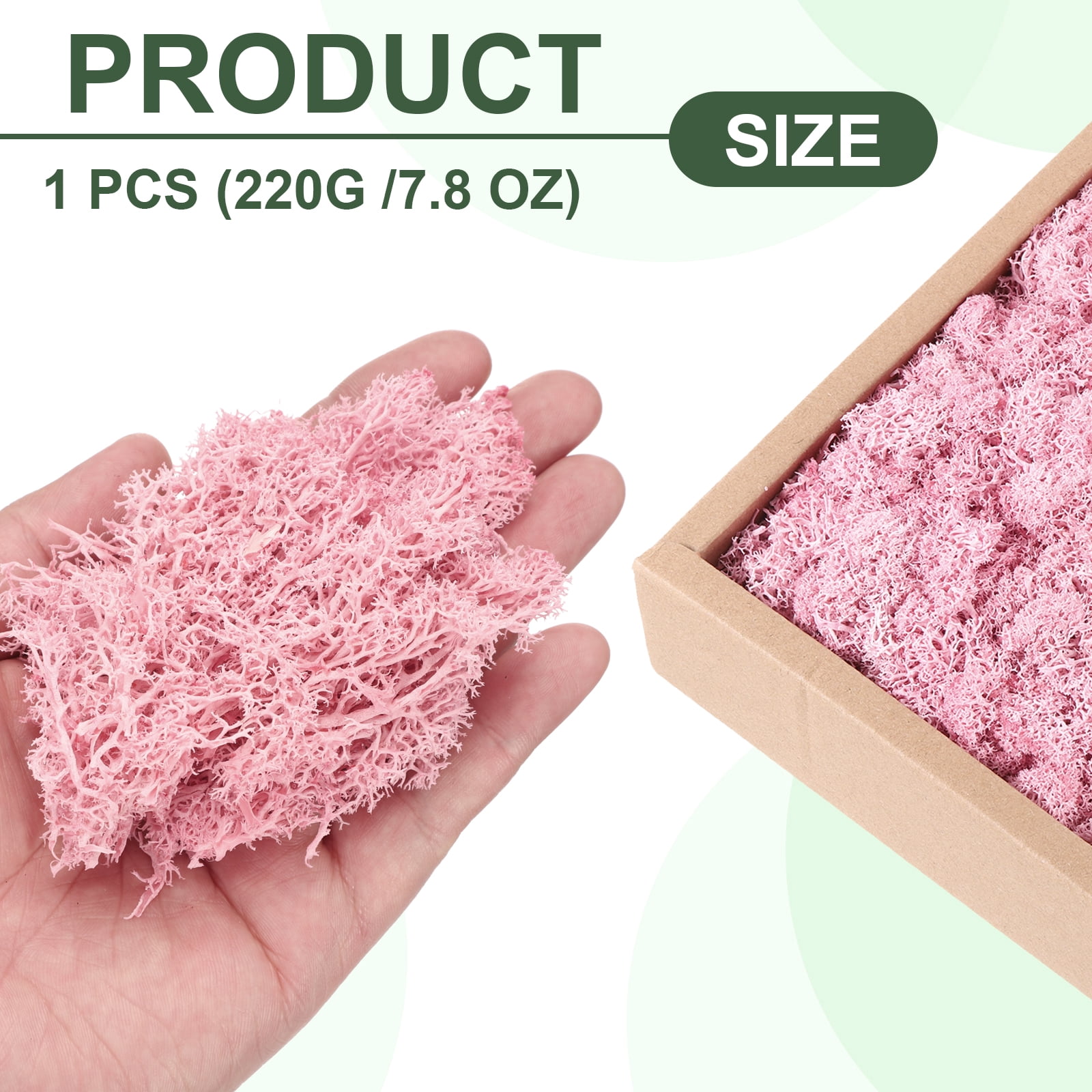 Uxcell 7.8oz Preserved Reindeer Moss Pink Decorative Artificial Fake Moss